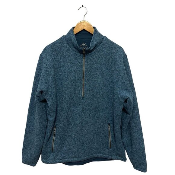 Peter Millar Crown Sport Fleece Pullover Half Zip Blue Size L - Picture 1 of 6